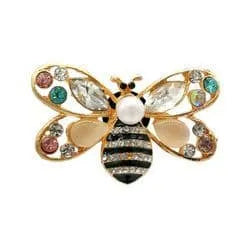 Shoe charm brooch - Bee coloured stones wit hdiamonds on gold