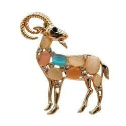 Shoe charm brooch - Egyptian Cervidea coloured stones with diamonds on gold