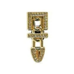 Shoe charm brooch - Padlock hanging diamonds in gold