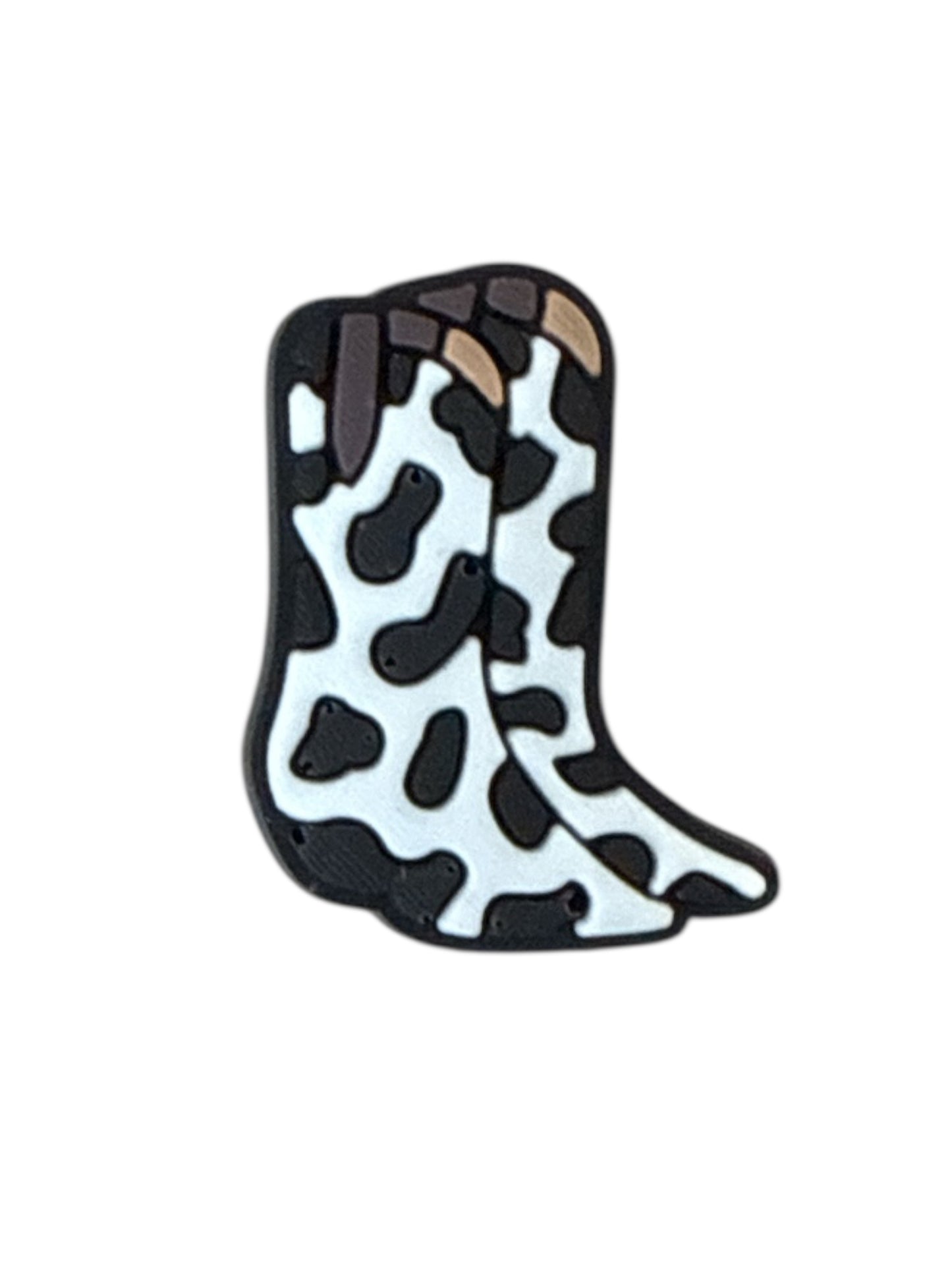 Cow Print Cowboy Boots Shoe Charm