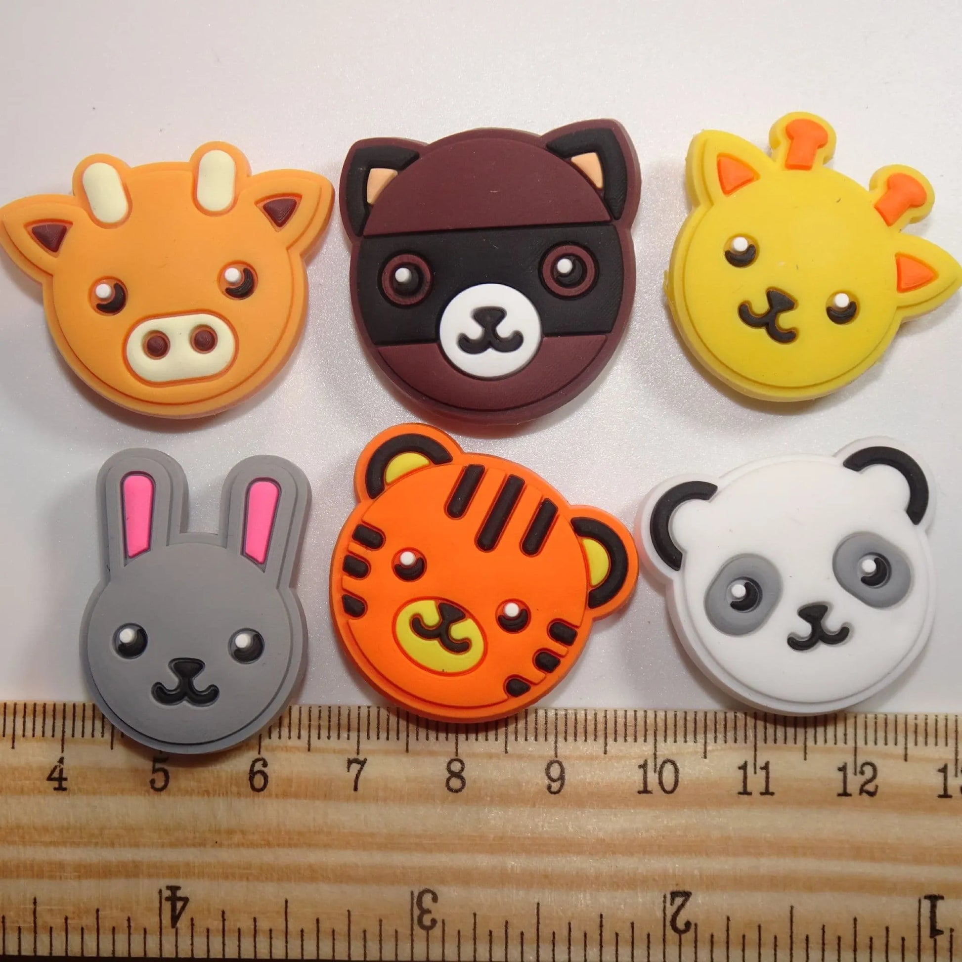 6 Animal Faces Assorted Shoe Charm