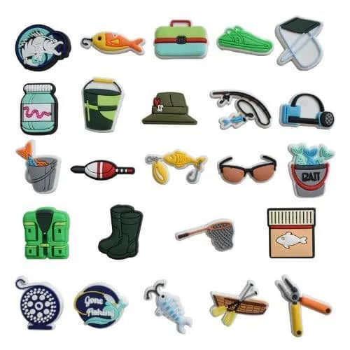 25 Fishing Gear Assorted Shoe Charm