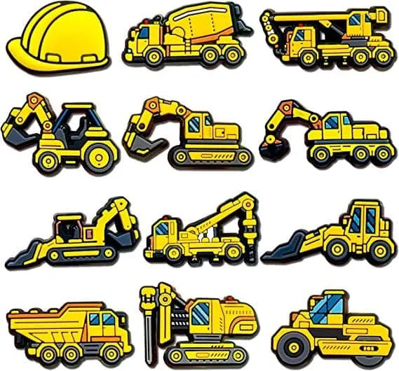 12 Construction Trucks Assorted Shoe Charm