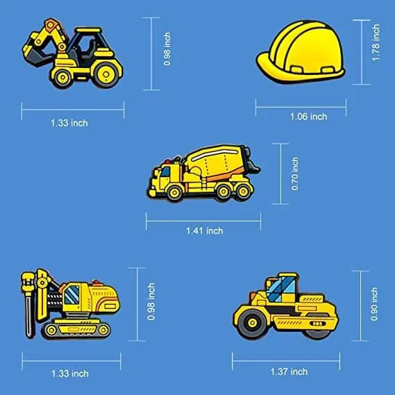 12 Construction Trucks Assorted Shoe Charm