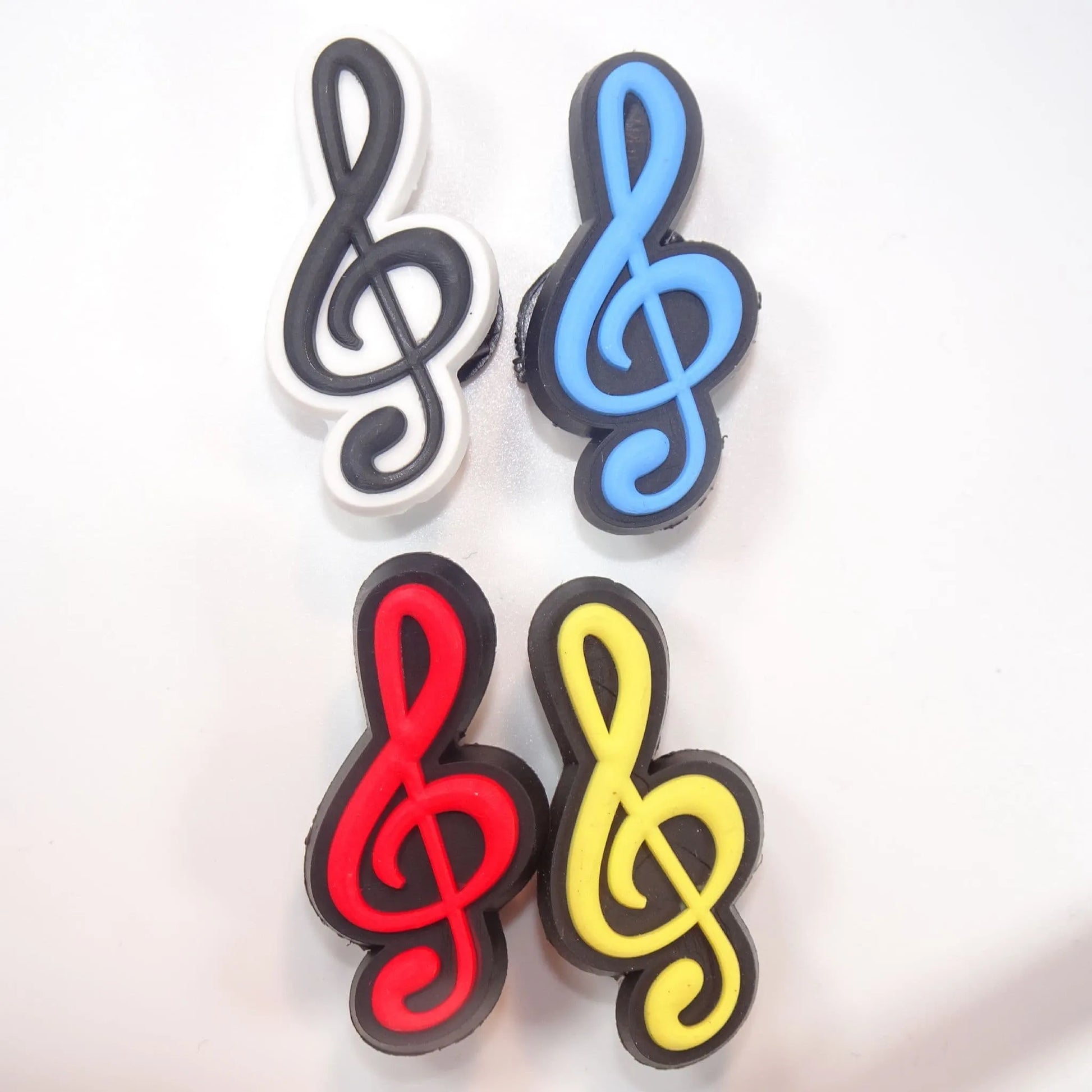 4 Treble clef red, yellow, blue, black shoe charm BC