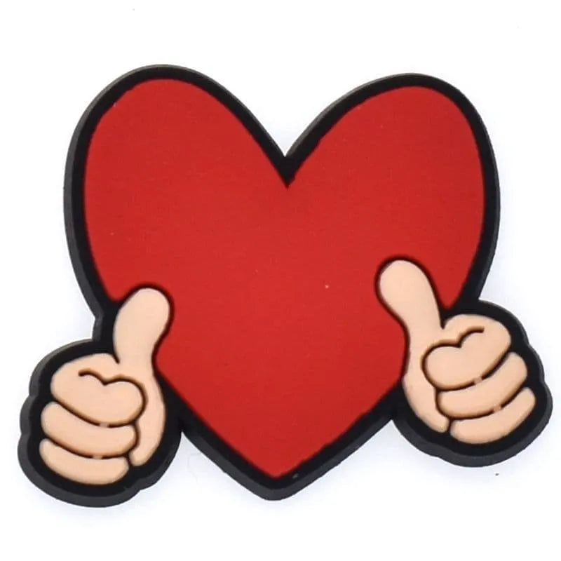Thumbs up red heart shoe charm BC