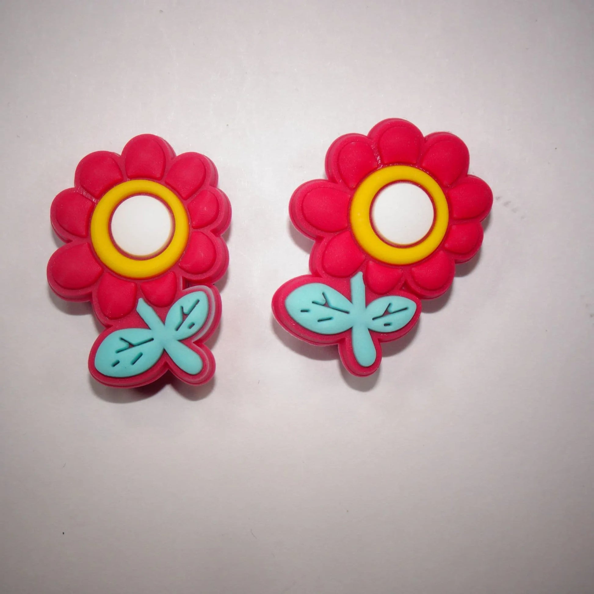 2 Dark red/yellow/white plant with leaves shoe charm BC