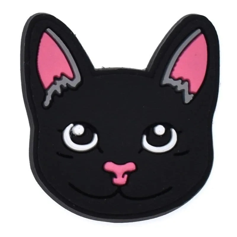 Black cat head shoe charm BC