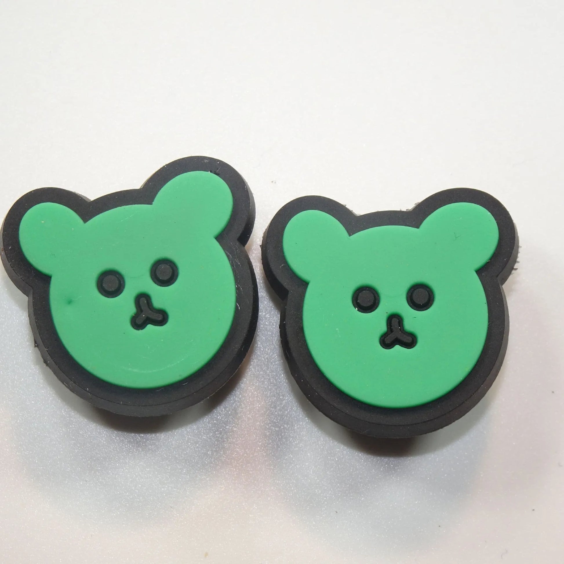 2 Green Teddy Face shoe charm BC