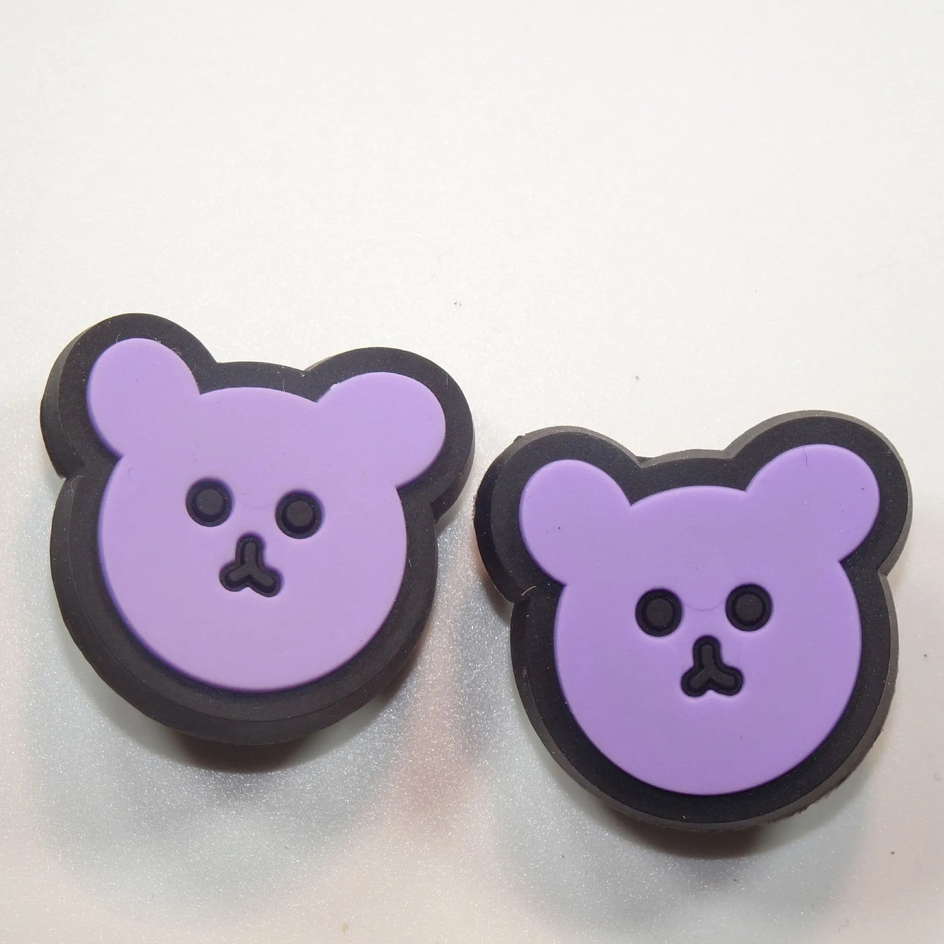 2 Purple Teddy Face shoe charm BC