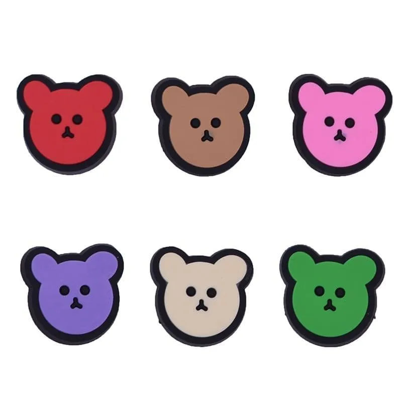 6 Teddy faces assorted colours shoe charm BC