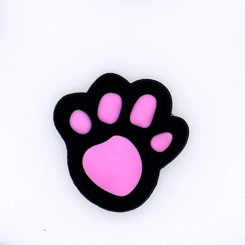 Pink on Black Shaped Puppy Paw Print shoe charm BC