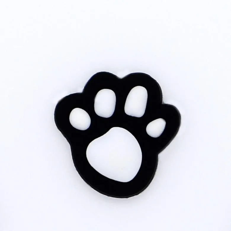 White on Black Shaped Puppy Paw Print shoe charm BC