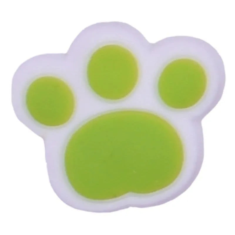 Lime on White Shaped Paw Print Small shoe charm BC