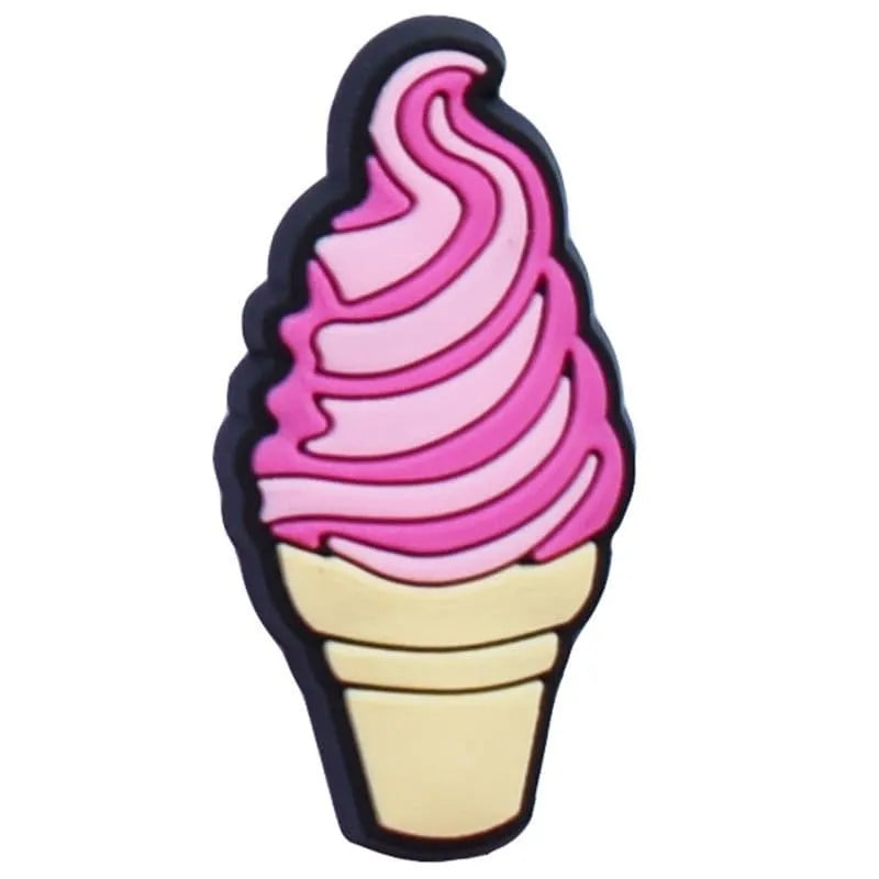 Pink swirl cornet ice cream shoe charm BC