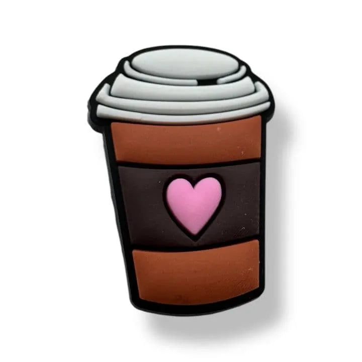 Coffee Cup with Pink Heart shoe charm BC