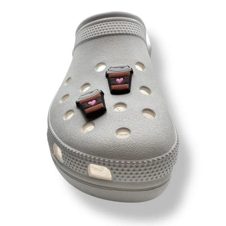 Coffee Cup with Pink Heart shoe charm BC