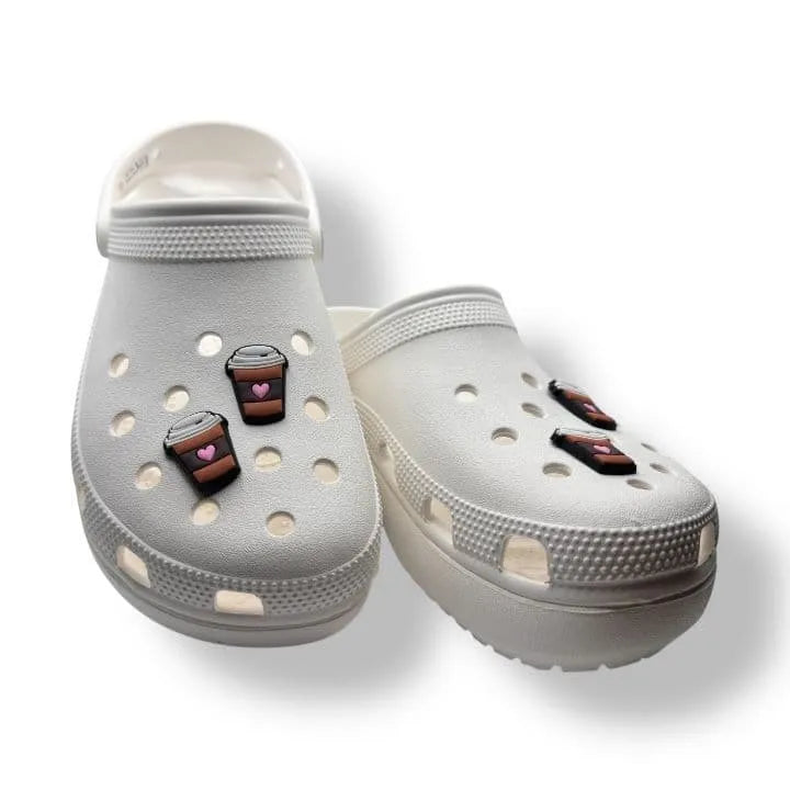 Coffee Cup with Pink Heart shoe charm BC