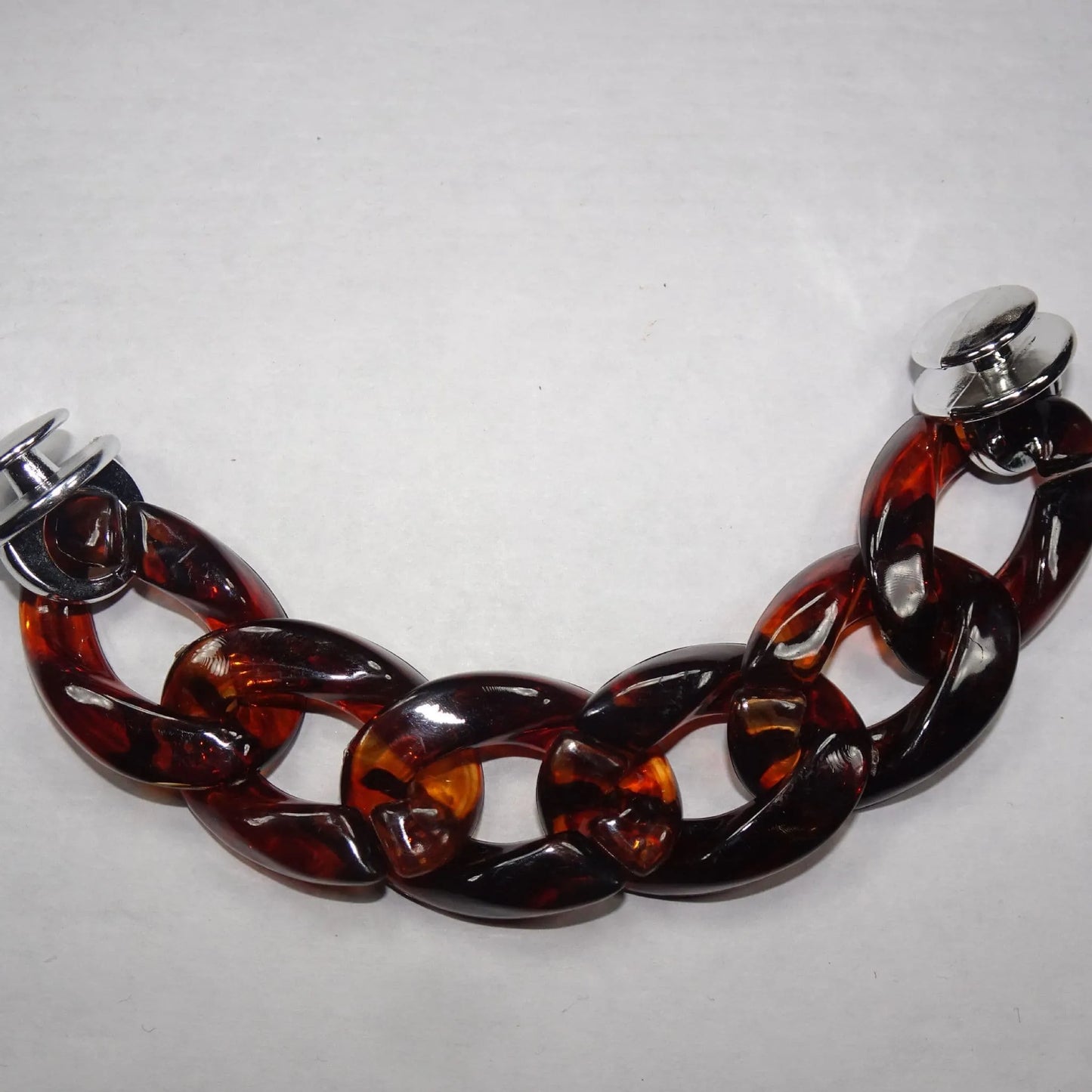 Shoe charm chain - Brown shaped links 22cm with spring clips