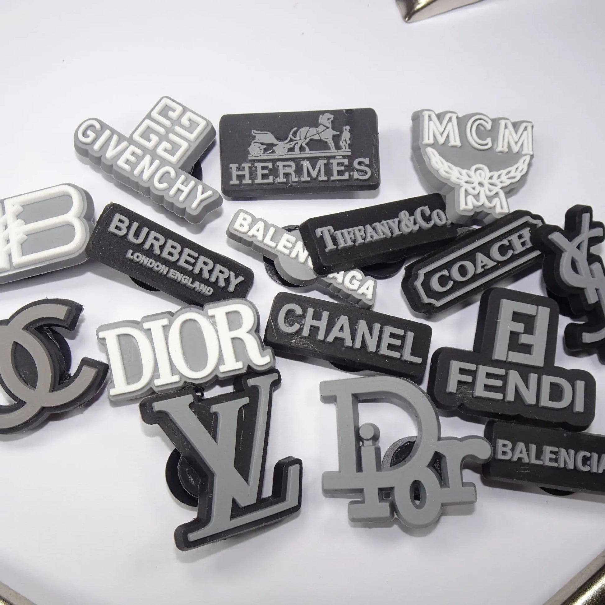 16 Assorted Grey Brand Logo'S Shoe Charm