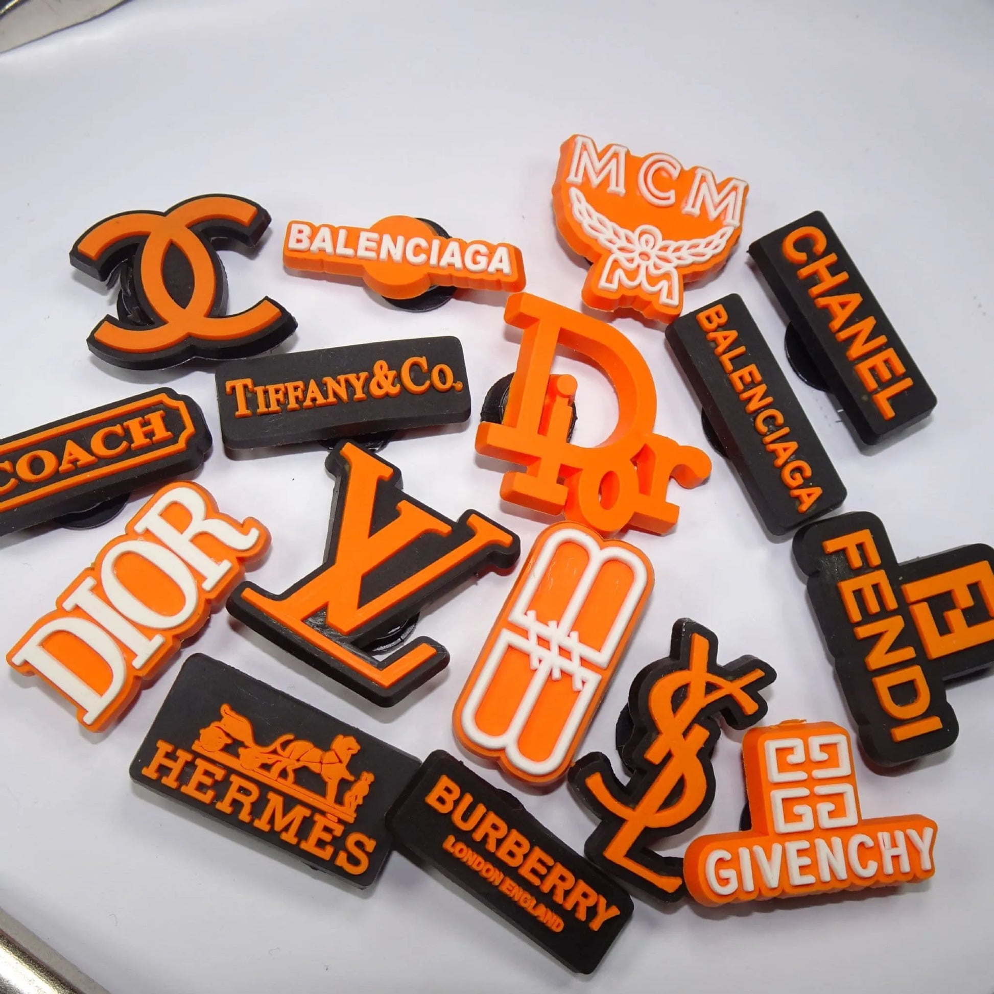 16 Assorted Orange Brand Logo'S Shoe Charm