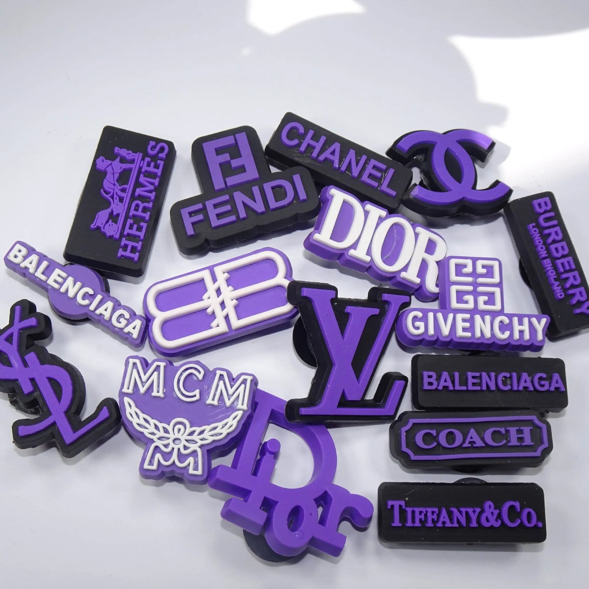 16 Assorted Purple Brand Logo'S Shoe Charm