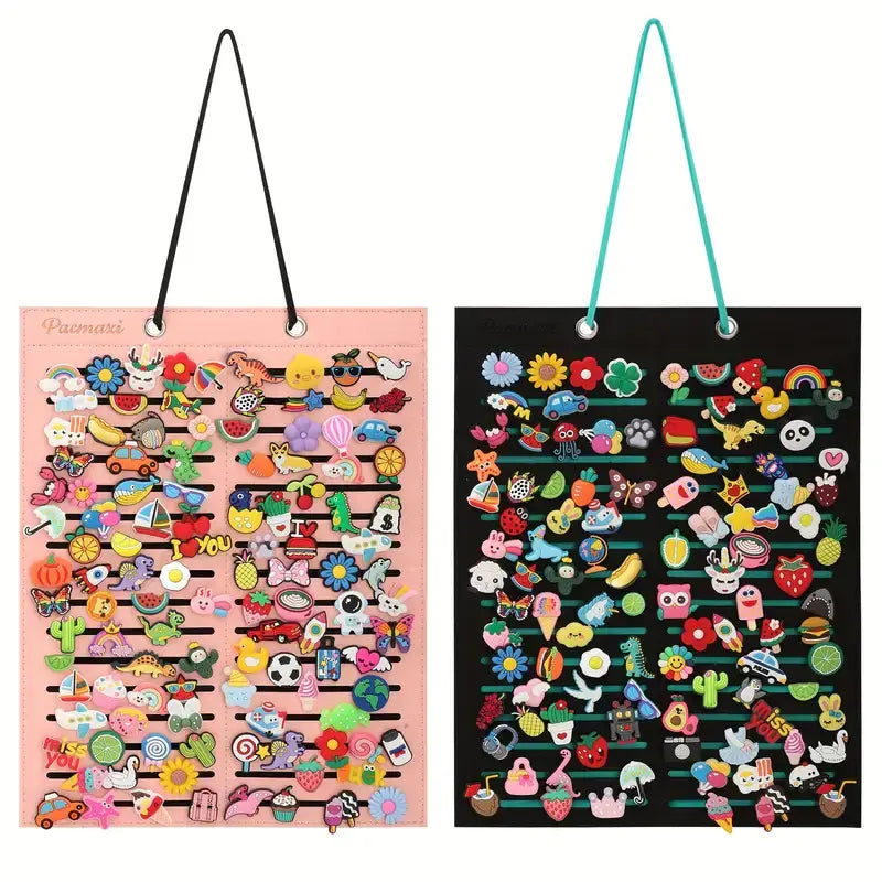 2 Shoe charm organisers - Pink & Black slot strips WD2P