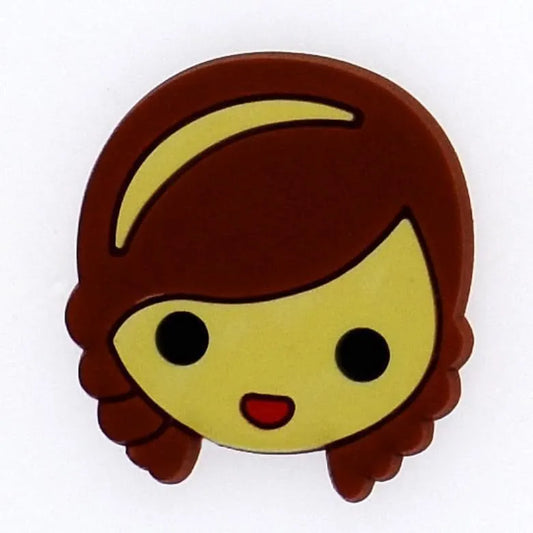 Brown Hair Face Pretty Lady Shoe Charm