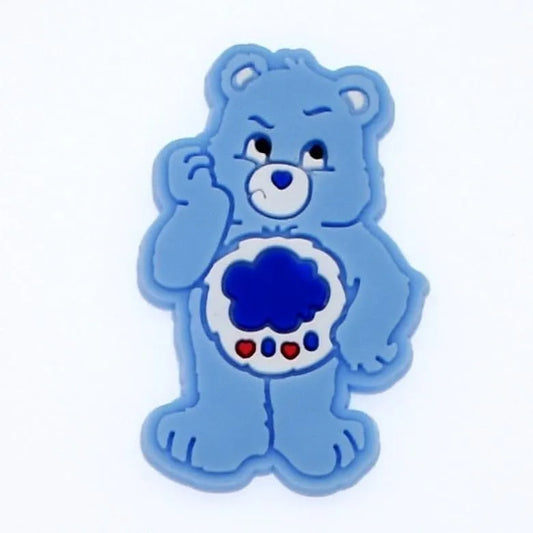 Grumpy Perplexed Bear Blue Shoe Charm
