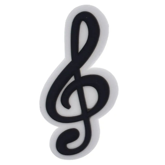 Treble Clef White/Black Shoe Charm