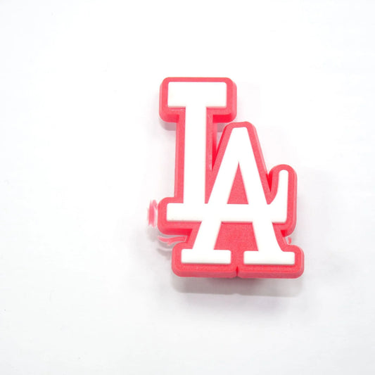La Stylised Log White On Red Shoe Charm