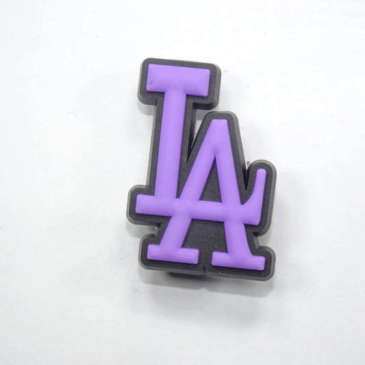 La Stylised Logo Purple On Black Shoe Charm