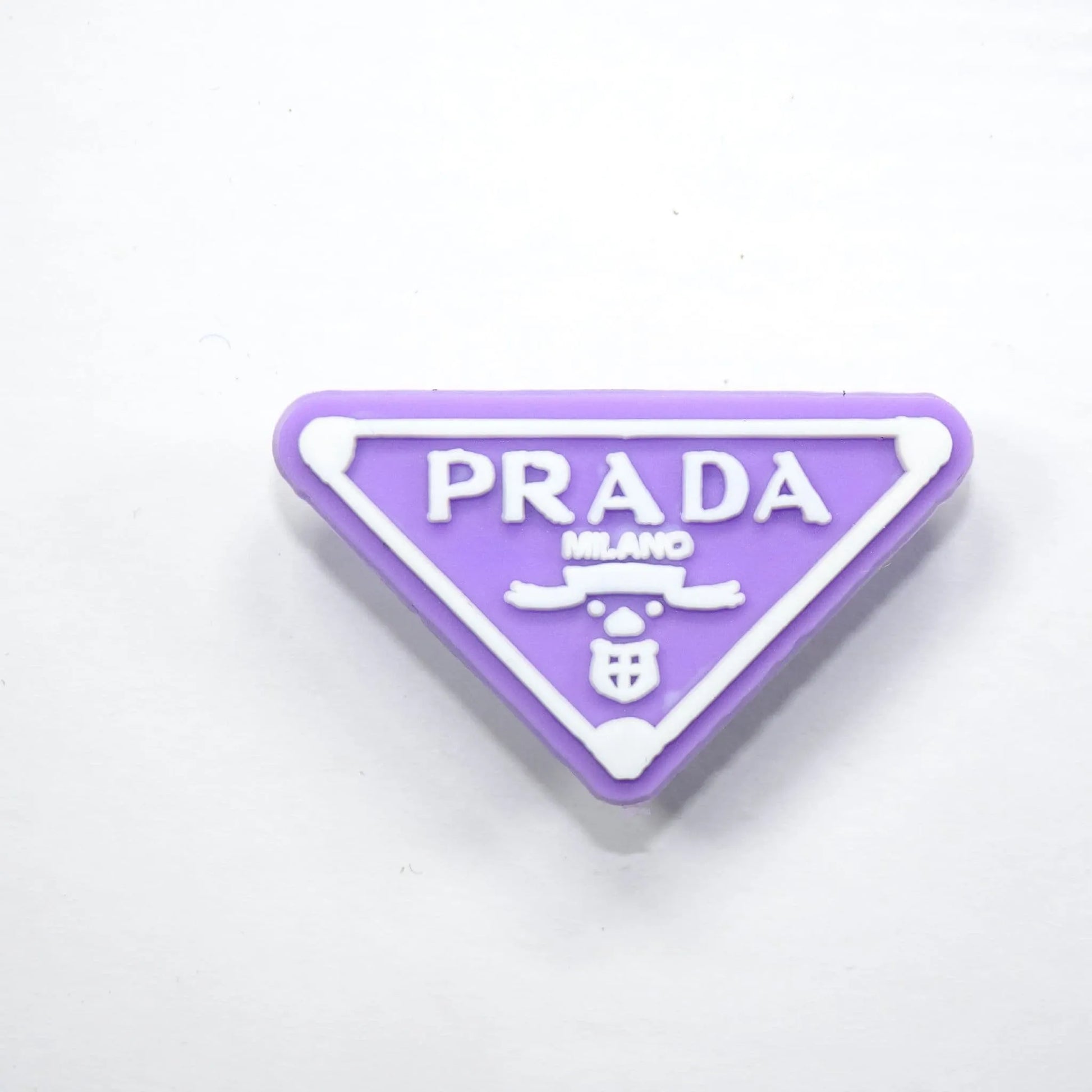 Prada Triplate Stylised Badge Logo White On Purple Shoe Charm