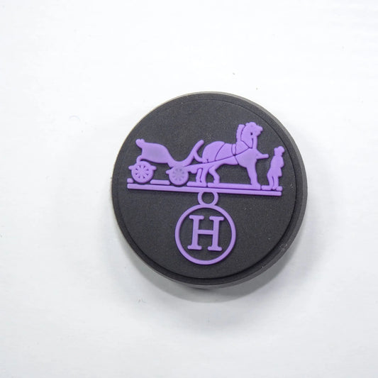 Hermes Round Badge Logo Purple Shoe Charm