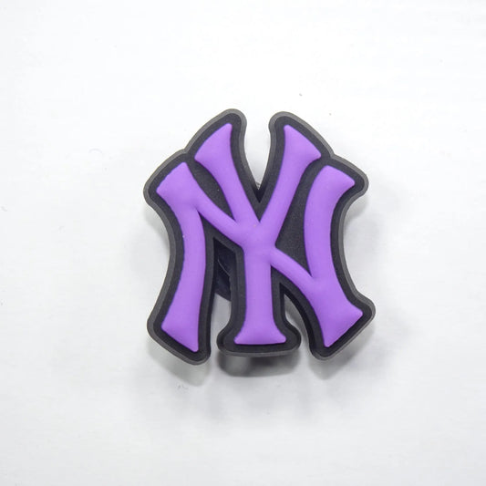 Ny New York Yankees Football Badge Logo Purple On Black Shoe Charm