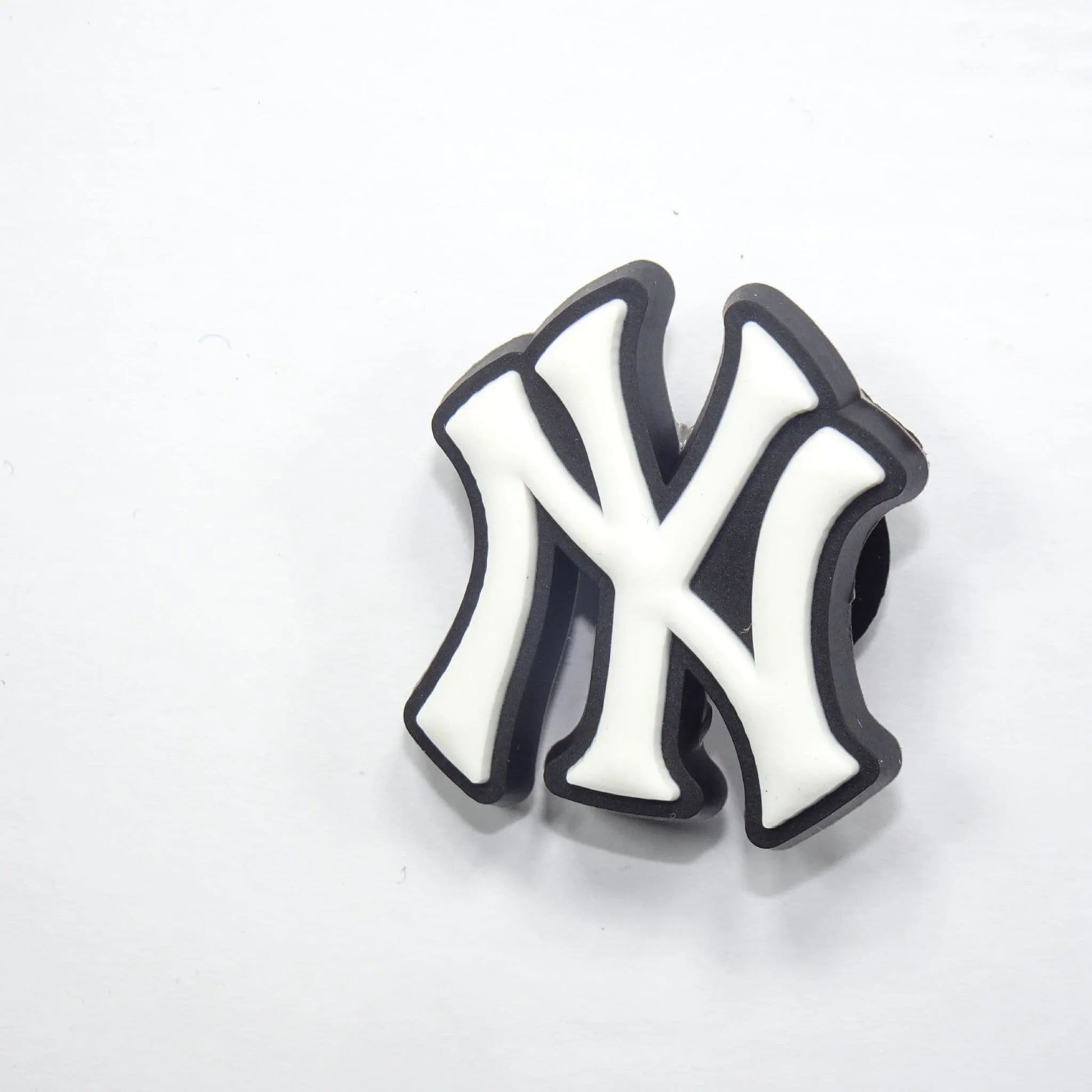 Ny New York Yankees Football Badge Logo White On Black Shoe Charm