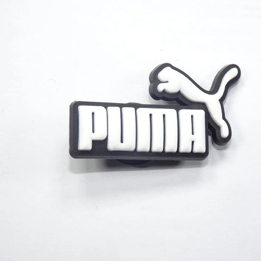 Puma Stylised With Animal Logo White On Black Shoe Charm