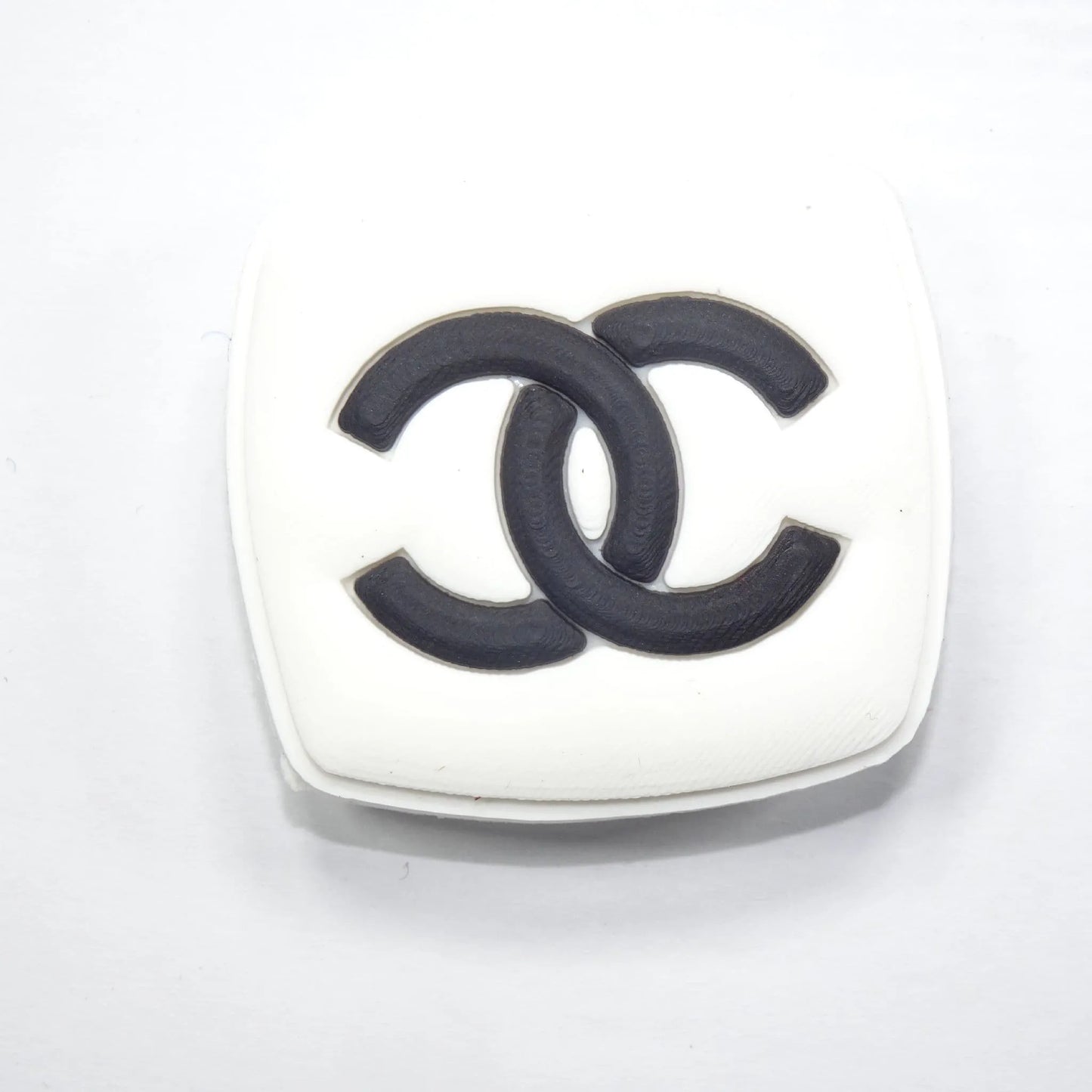 Chanel Double C Badge Logo Black On White Shoe Charm