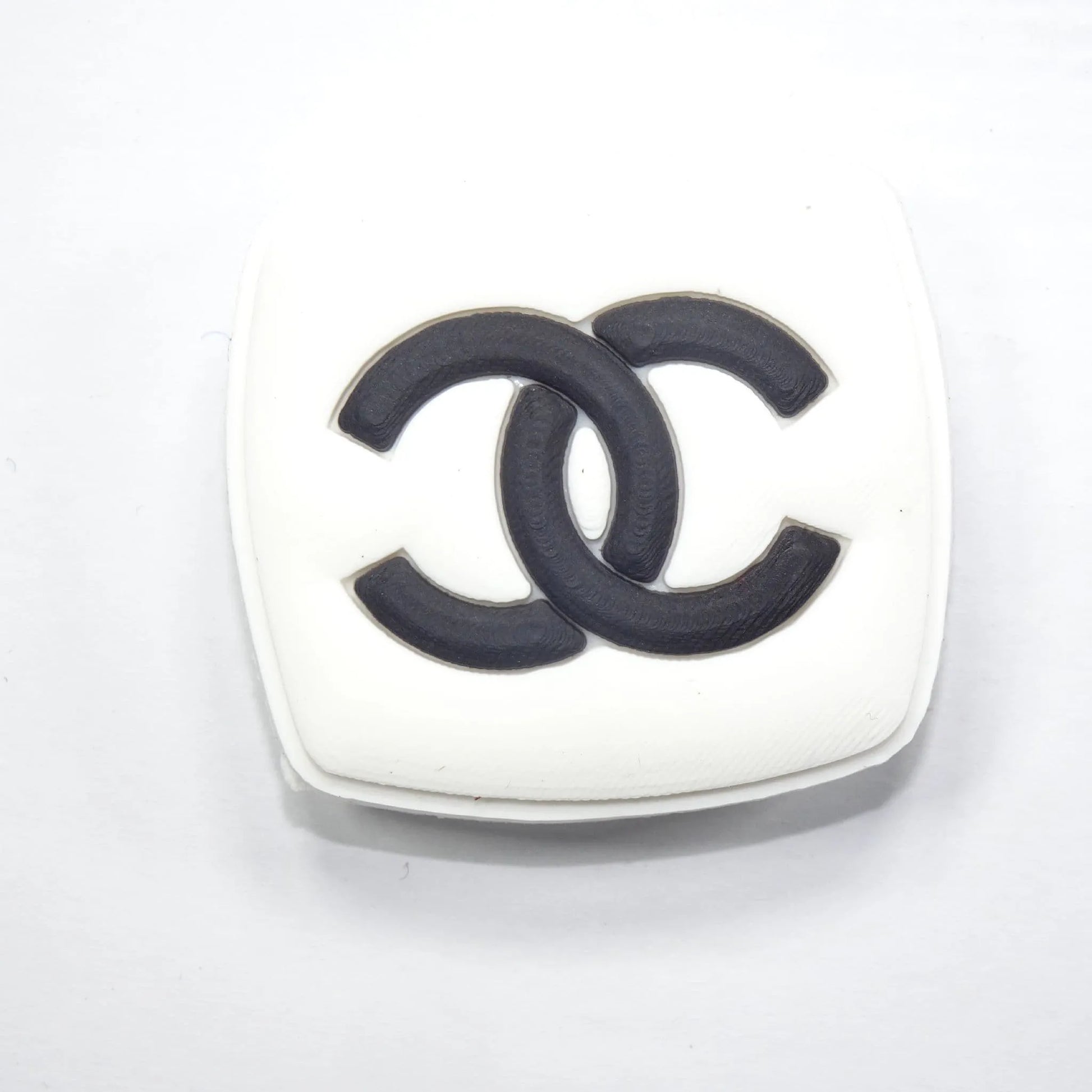 Chanel Double C Badge Logo Black On White Shoe Charm