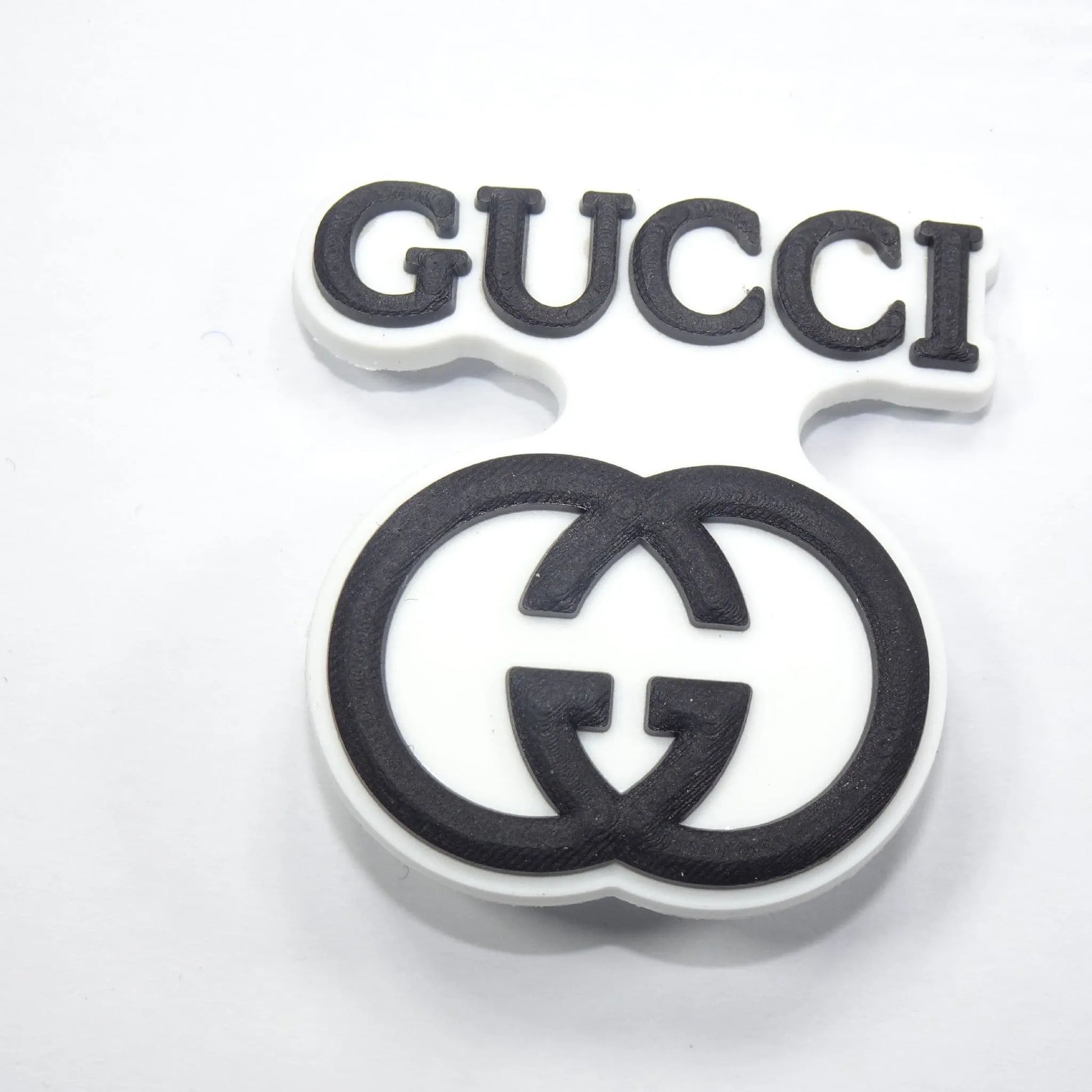 Gucci Stylised Badge Logo Black on White Shoe Charm