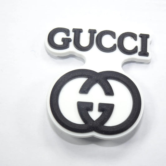 Gucci Stylised Badge Logo Black on White Shoe Charm
