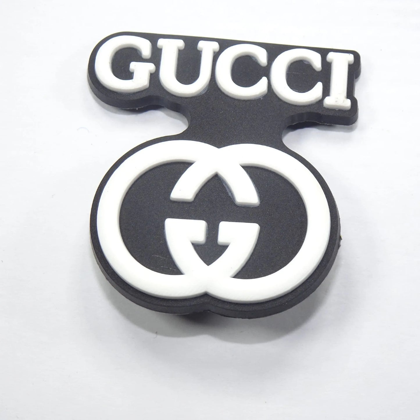 Gucci Stylised Badge Logo White On Black Shoe Charm
