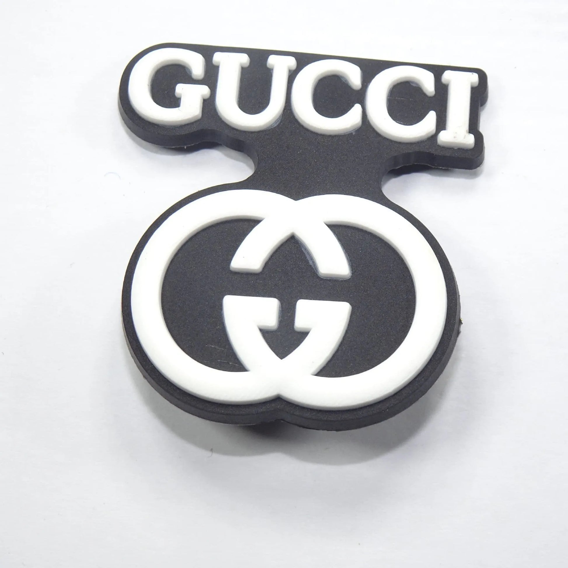 Gucci Stylised Badge Logo White On Black Shoe Charm