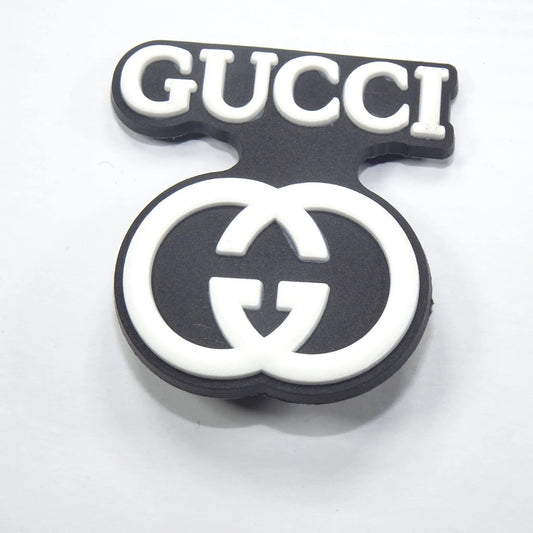 Gucci Stylised Badge Logo White On Black Shoe Charm