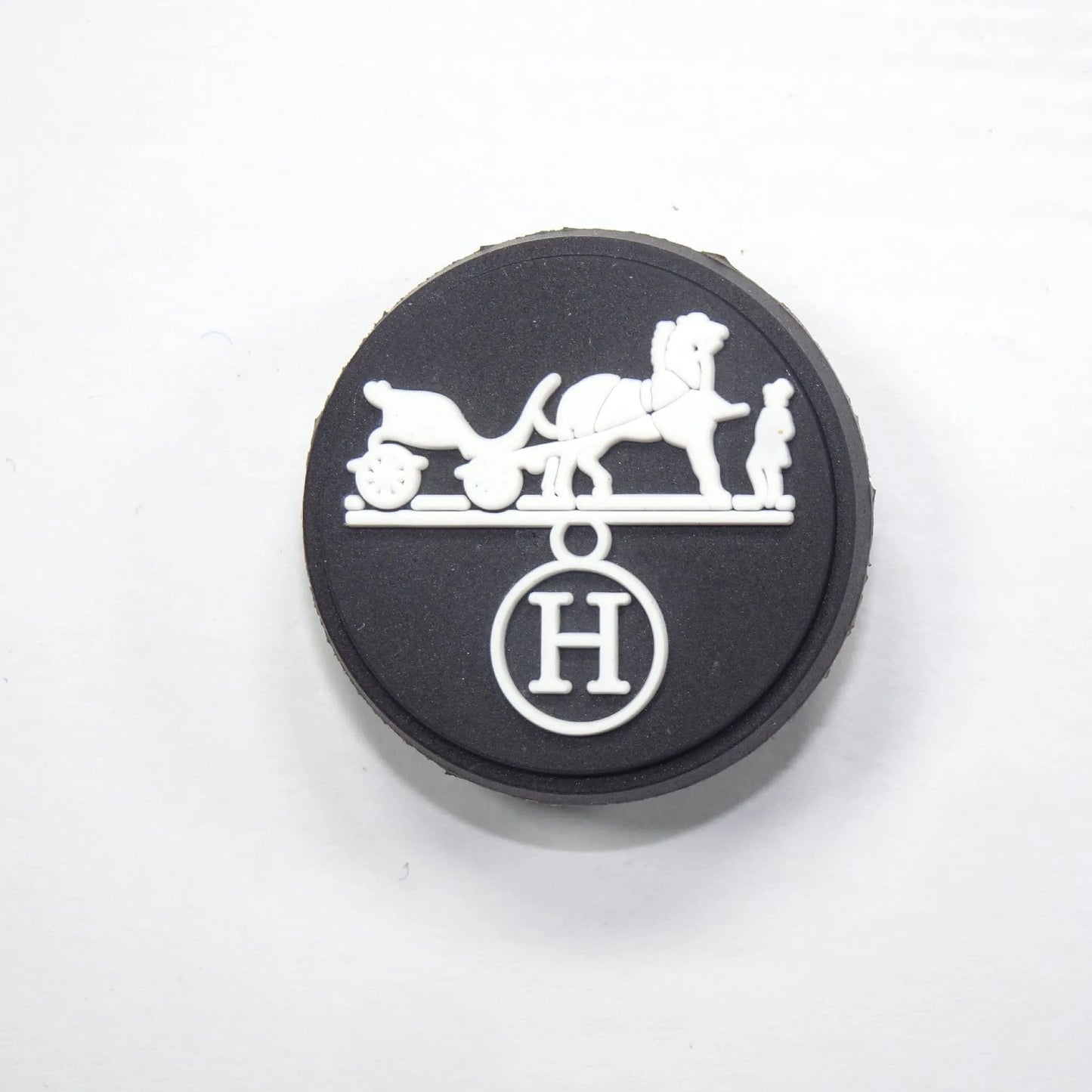 Hermes Round Badge Logo Black Shoe Charm