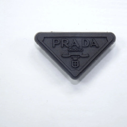 Prada Triplate Stylised Badge Logo Black On Black Shoe Charm
