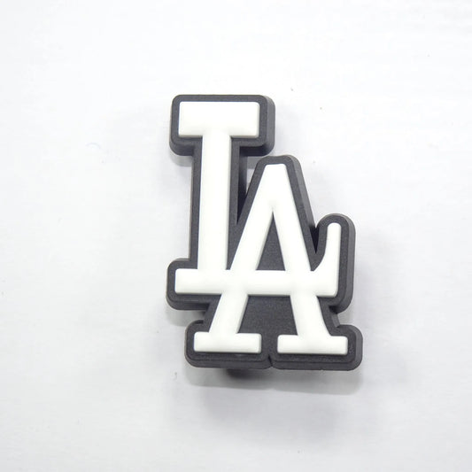 La Stylised Logo White On Black Shoe Charm