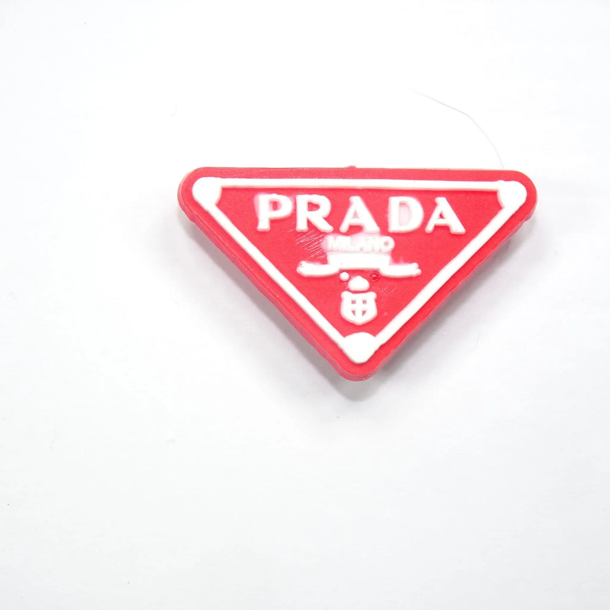 Prada Triplate Stylised Badge White On Red Shoe Charm
