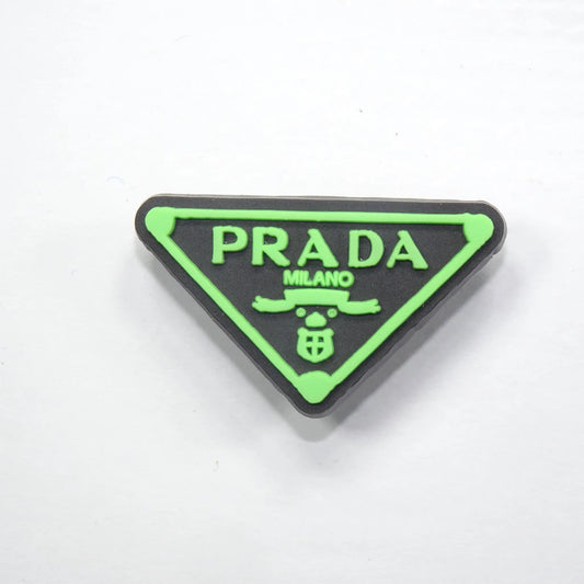 Prada Triplate Stylised Badge Logo Green On Black Shoe Charm
