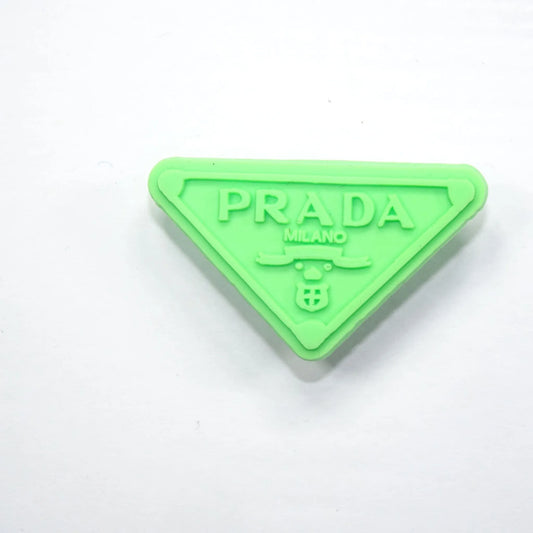 Prada Triplate Stylised Badge Logo Green On Green Shoe Charm